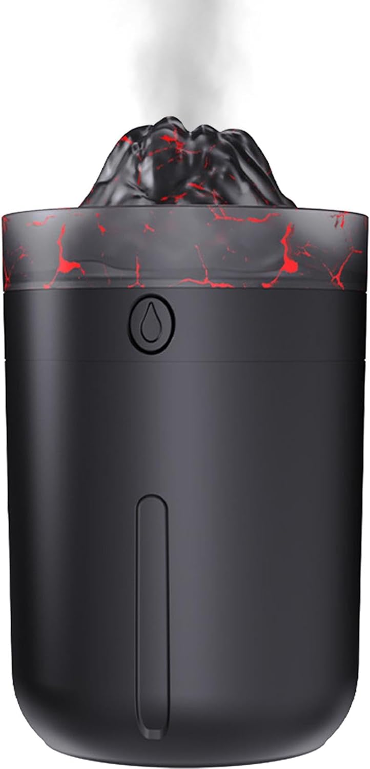 Humidifier For Bedroom,145g Volcano Humidifier, Oil Diffuser Electric With Ambient Light And 2 Fog Modes, Multi-Colored Flame Humidifier With Mist Control Ultrasonic Air Diffuser For Personal Use