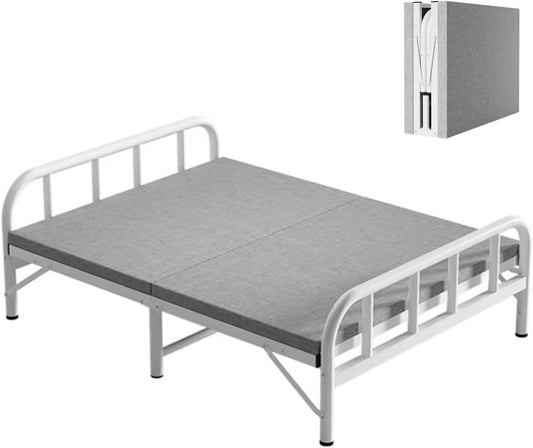 Folding Single Bed with Mattress, Sturdy Load Capacity Thickened Feet to Save Space, Multiple Size Guest Bed, for Home (150 x 200 cm)