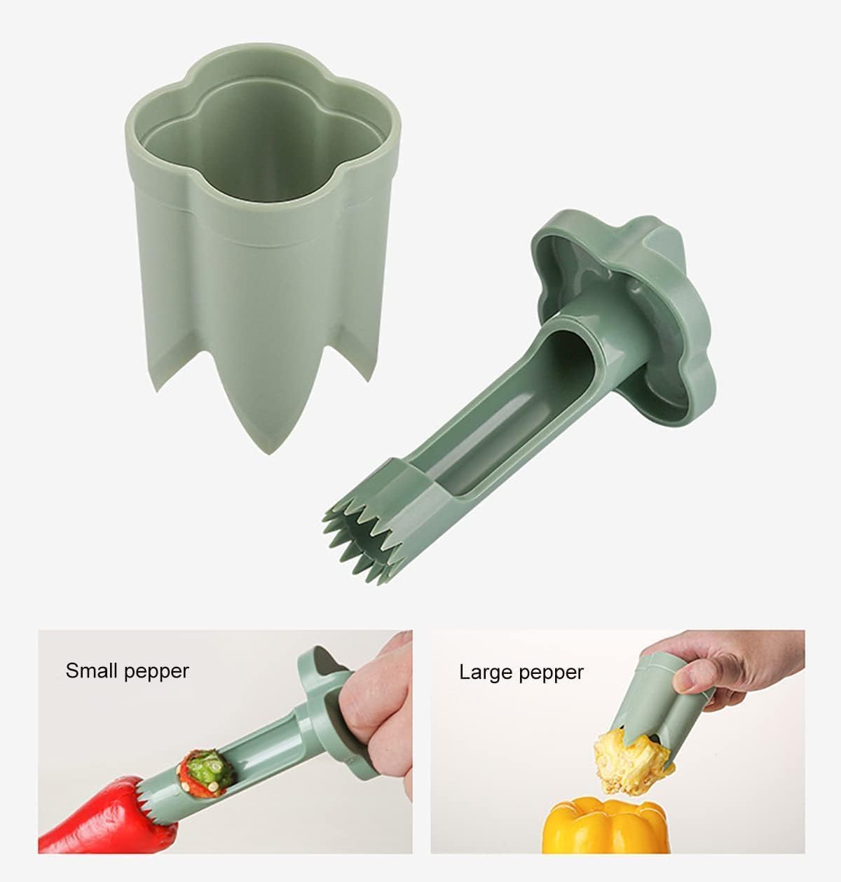 Cozioz Upgraded 2-in-1 Bell Pepper Corer, Fruit and Vegetable Seed Remover, Jalapeno Pepper Quick Corer and Caver Tool, Essential Kitchen Gadget (1 Pack)