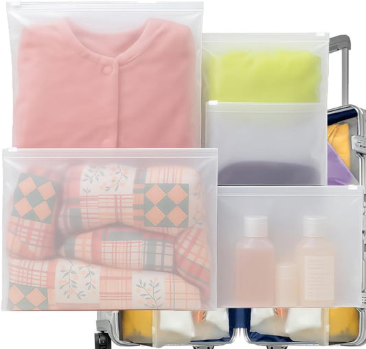 32 Pcs Waterproof Travel Bags with Zip, Multifunctional Storage Bag for Clothes, Shoes, Cosmetics and Baby Accessories - Transparent, Reusable and Resealable