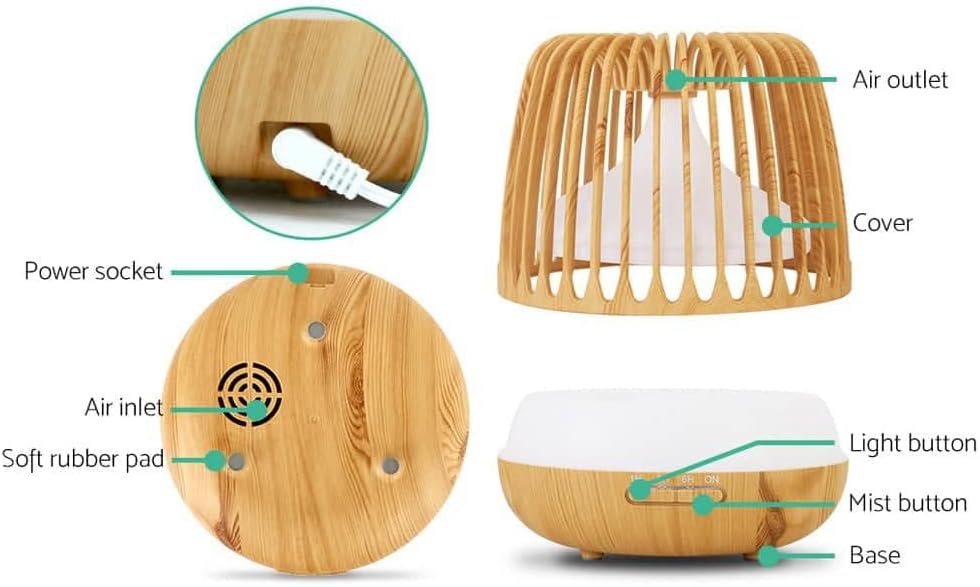 Devanti Aroma Diffuser 500Ml Essential Oil Ultrasonic Air Humidifier