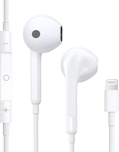 Apple Earbuds Lightning Headphones for iPhone, iPhone Earphones Wired with Lightning Connector【Apple MFi Certified】 for iPhone 14/13/12/11/XR/XS/X/8 (Built-in Microphone & Volume Control)