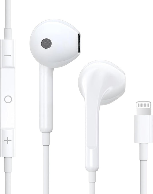 Apple Earbuds Lightning Headphones for iPhone, iPhone Earphones Wired with Lightning Connector【Apple MFi Certified】 for iPhone 14/13/12/11/XR/XS/X/8 (Built-in Microphone & Volume Control)