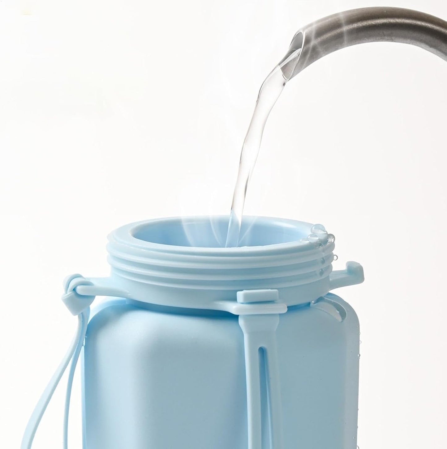 Travel Large Capacity Silicone Cup - 600ml Large Capacity Foldable Reusable Water Bottle,Leakproof Sports Drinking Cup with Lid for Family Friends Colleagues