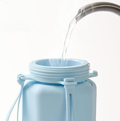 Travel Large Capacity Silicone Cup - 600ml Large Capacity Foldable Reusable Water Bottle,Leakproof Sports Drinking Cup with Lid for Family Friends Colleagues