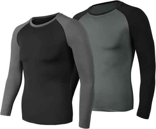 HomyComy Men's 2 Pack Muscle Shirts Short Sleeve Bodybuilding Gym Sports T-Shirts Workout Shirts