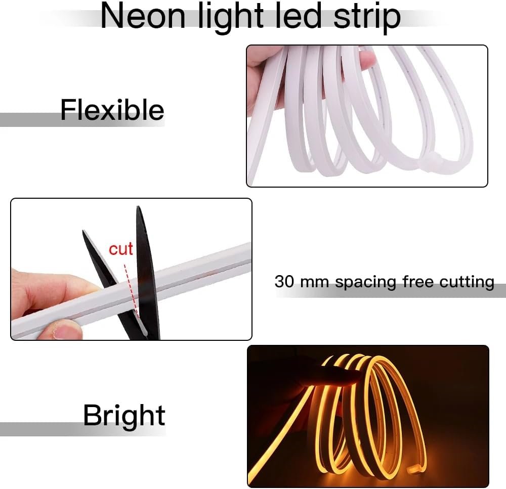 UanTii RGB Smart Neon Light Strip 10 Meters,Tuya WiFi Rope Lights IP67 Waterproof Music Sync Timing DIY Lighting Strips,App and Voice Control (10)