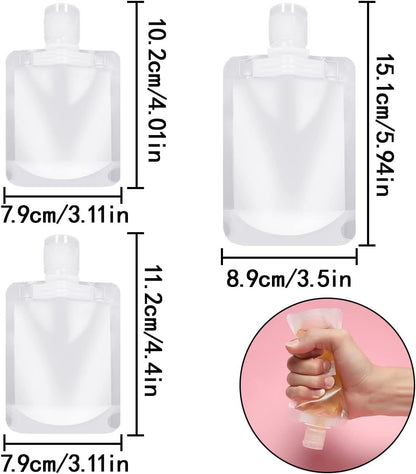HAIKING Travel Bottles Cosmetic Packaging Bags, 9 Pcs Refillable Travel Pouches for Shampoo, Lotion, Toner (3 Sizes)