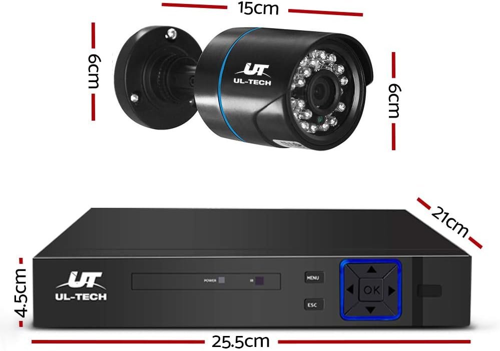 Ul-Tech Security Camera, Set of 4 1080P HD Channel Spy Surveillance Pet Cameras Hidden CCTV Monitor Home Safe Outdoor Indoor System, 5 in 1 DVR Remote with USB Mouse Support Capture Record Black