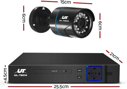 Ul-Tech Security Camera, Set of 4 1080P HD Channel Spy Surveillance Pet Cameras Hidden CCTV Monitor Home Safe Outdoor Indoor System, 5 in 1 DVR Remote with USB Mouse Support Capture Record Black