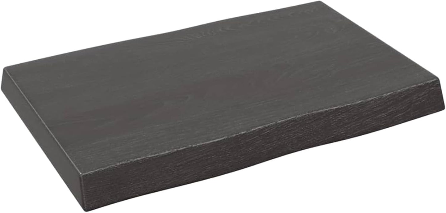 Solid Wood Tabletop, Dark Brown, 60 x 40 x (2-6) cm, Live Edge, Replacement for Kitchen Coffee Table, Dining Table, Desk, Durable Surface, Versatile Use