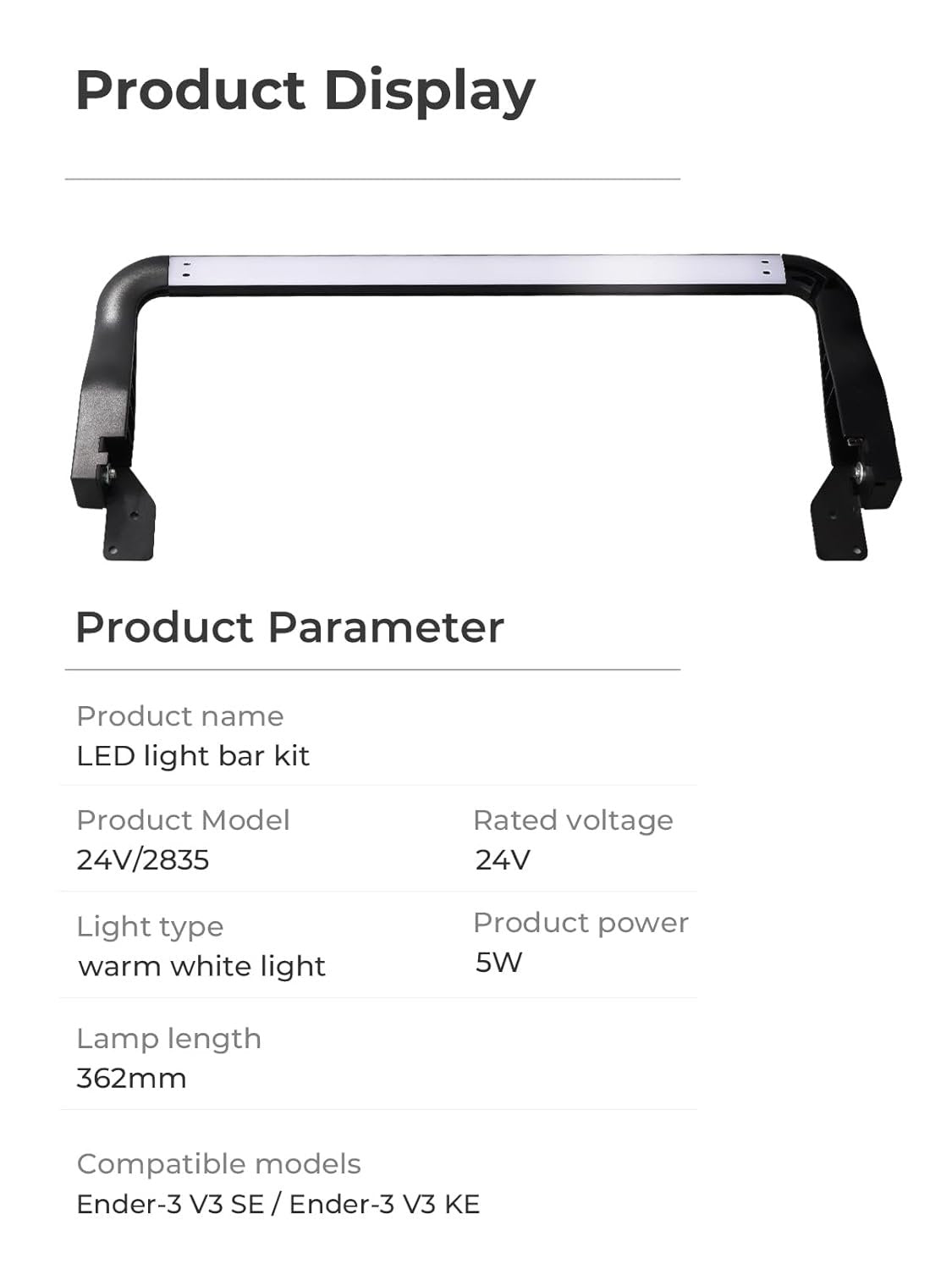 Creality LED Light Bar Kit for Ender-3 V3 KE Original & SE 3D Printer Upgrade, Energy Efficient, Long-Lasting, Easy Install, Comfortable Light Quality, Safe Design