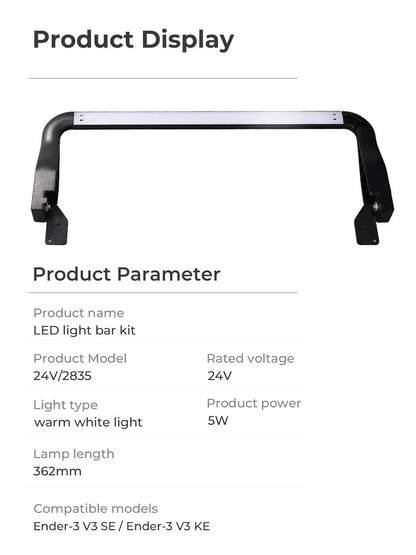 Creality LED Light Bar Kit for Ender-3 V3 KE Original & SE 3D Printer Upgrade, Energy Efficient, Long-Lasting, Easy Install, Comfortable Light Quality, Safe Design