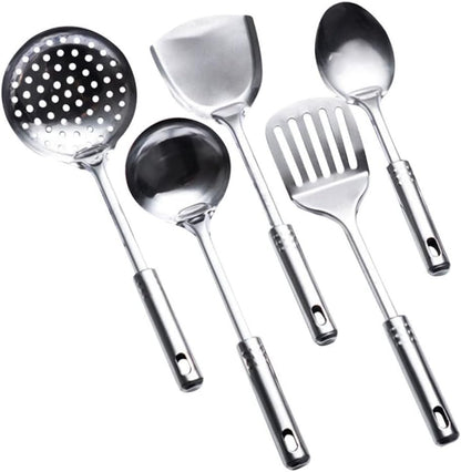 VERDANVERSE 5Pcs Stainless Steel Kitchen Utensil Set Cooking Spoons Spatula Tools Ergonomic Design for for Home Cooking and Food Prep