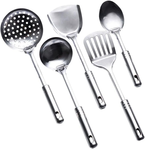 VERDANVERSE 5Pcs Stainless Steel Kitchen Utensil Set Cooking Spoons Spatula Tools Ergonomic Design for for Home Cooking and Food Prep