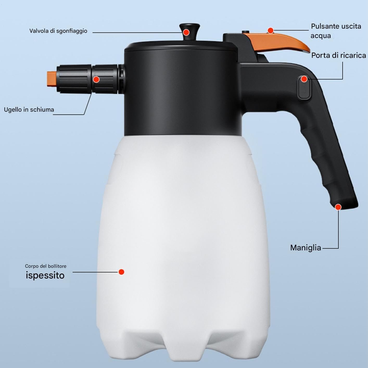 Car Wash Sprayer, Multifunctional Foaming Sprayer, 1.8L Electric Cleaning Tool, Reusable Vehicle Supplies for Daily Car Care, Auto Detailing, Exterior Washing, Interior Maintenance, Garage Use