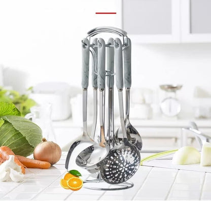 NSTVVEE Cucchiai da Cucina in Acciaio Inossidabile Spatole Utensili da Cucina Set da 7 Pezzi Utensili da Cucina e Gadget (Oro)