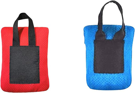 2PCS Mini Pocket Picnic Blanket Red + Blue Durable Lightweight Waterproof Sand Proof Beach Camping Travel Mat with Portable Bag for Outdoors Activities (70 * 110cm)