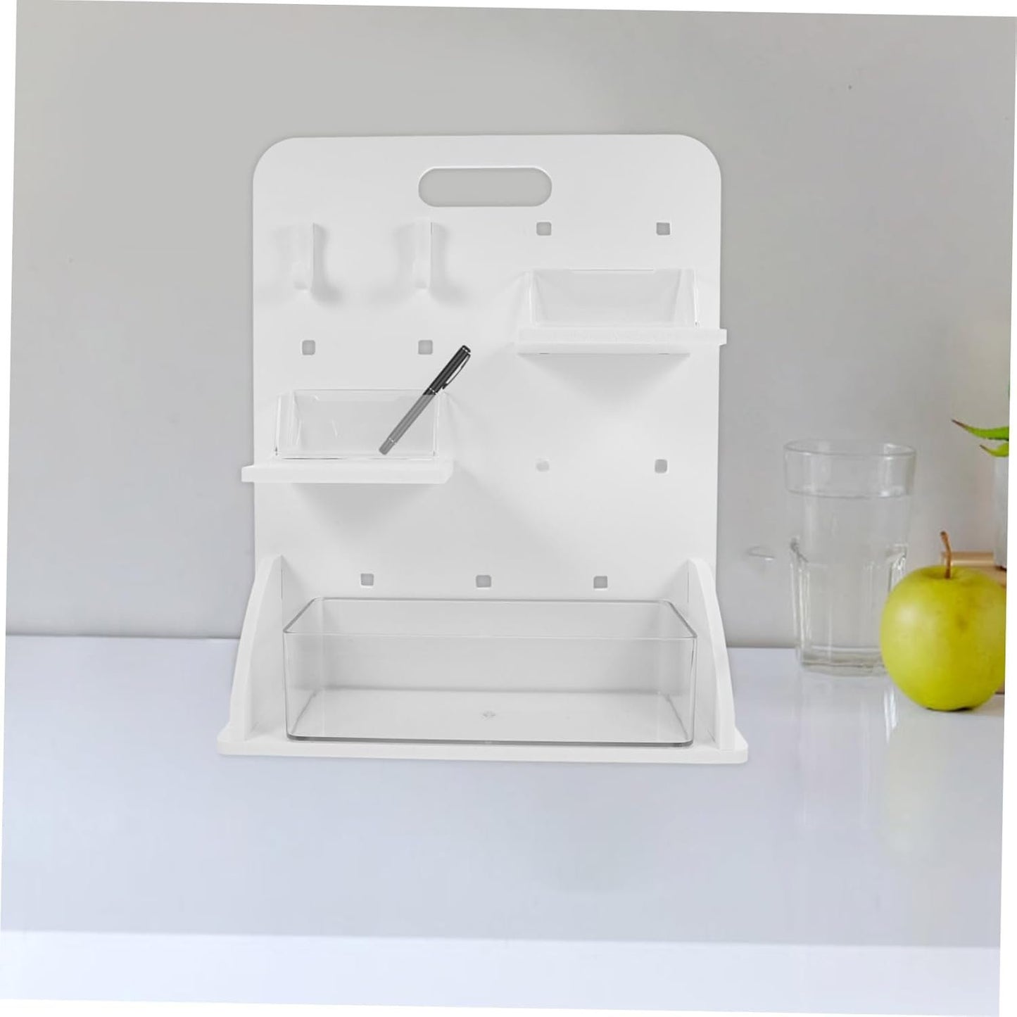 PENIKOKO 1set Diy Pegboard Organizer with Vertical Storage No Drill Installation Includes Boards Hooks Space-saving Office Supply Rack for Workspace Organization
