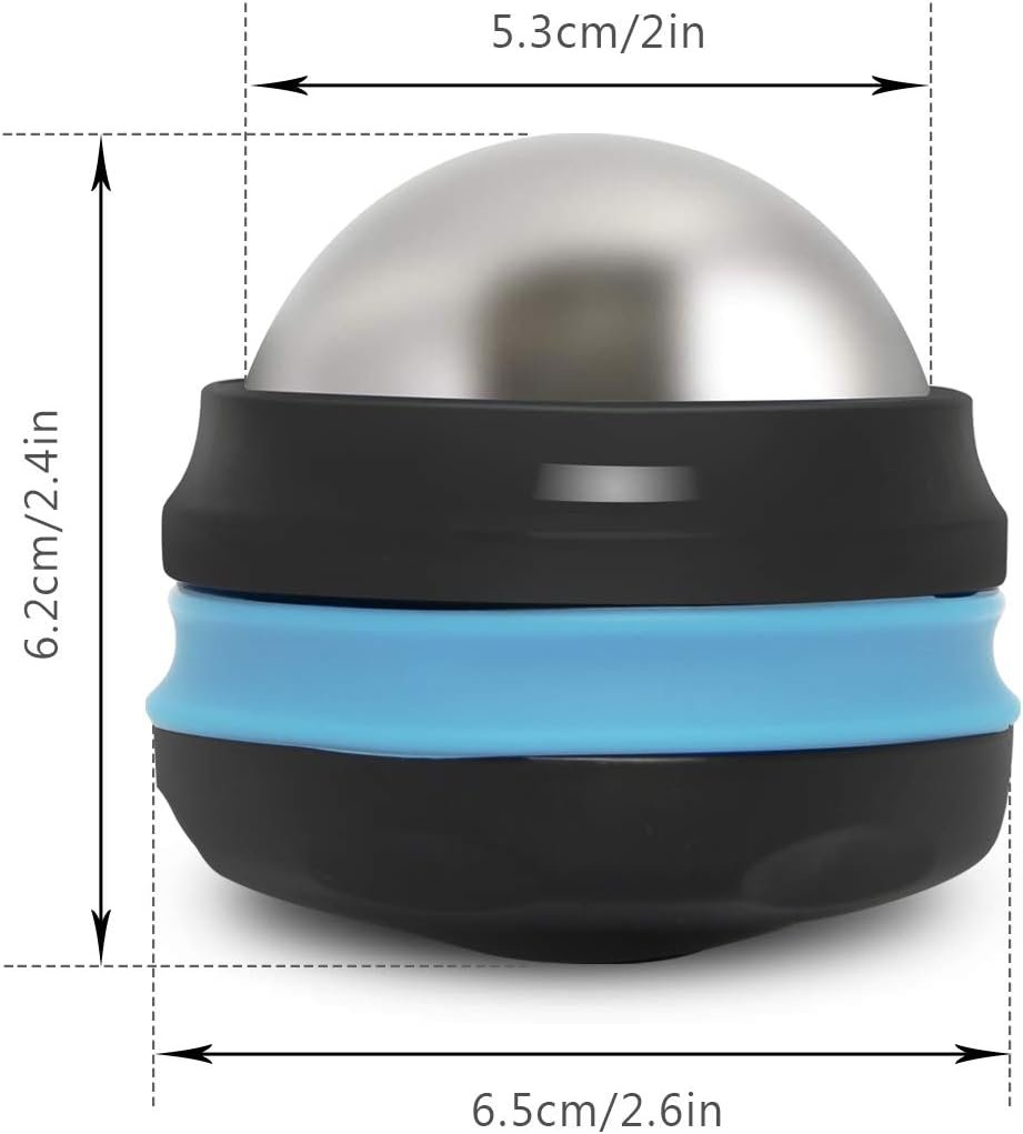 AHIER Cold Massage Roller Ball, Stainless Steel Cold Therapy Relief, Free Rolling Removable Gel Ball Deep Tissue Massage Pain Relief, Great Tool for Back/Neck Pain, Muscles Recovery (Black)