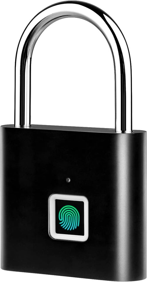 Domary Smart Fingerprint Padlock Rechargeable Keyless 10 Fingerprints Morse Code Emergency Unlocking Easy Operation IP56 Waterproof Anti-Theft Security Padlock Door Luggage Backpack Lock