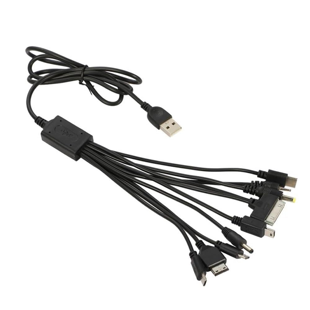 Cutwif 10 in 1 Universal Multifunction Cable Fit USB Charger Cell Mobile Phone Mp4 Zaf Black