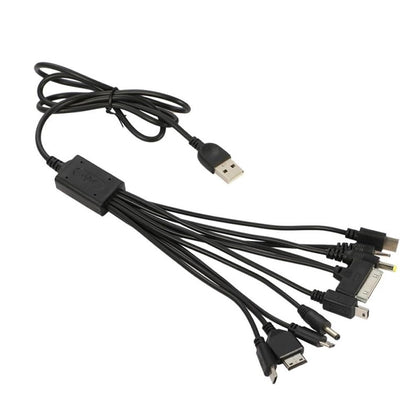 Cutwif 10 in 1 Universal Multifunction Cable Fit USB Charger Cell Mobile Phone Mp4 Zaf Black
