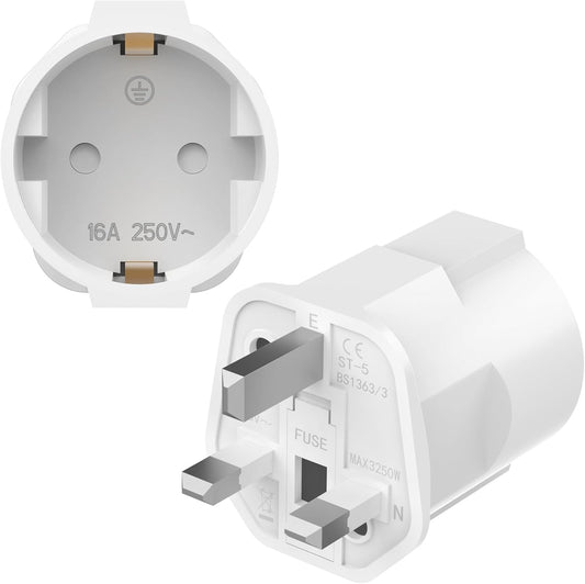 Clomnpe UK Plug to Italian Plug Adapter, 2 Pieces UK Travel Adapter, UK Adapter - UK UK Plug Adapter, UK Plug Adapter for Kenya Qatar Ireland Maldives, Type G