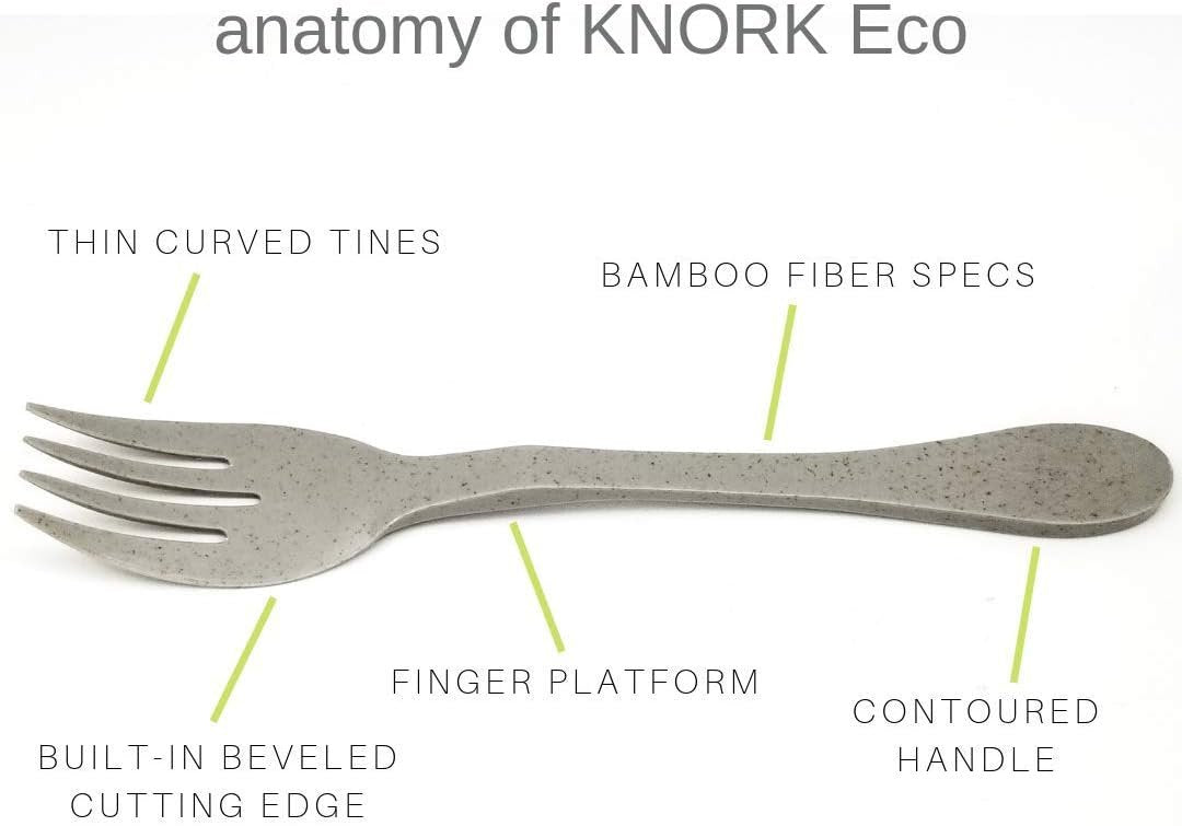 Knork Eco Togo Ware Reusable Bamboo astrik Eco Plant-Based Utensil Lunch Pack,Blue, Orange, Gray