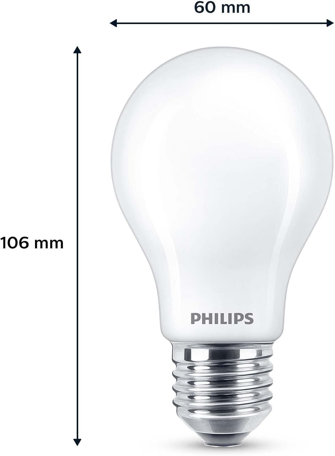 Philips LED Frosted A60 Light Bulb 6 Pack [Warm White 2700K - E27 Edison Screw] 60W, Non Dimmable. for Home Indoor Lighting