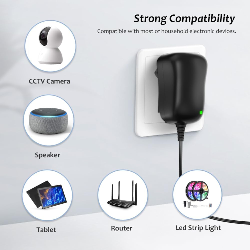 Zolt 12W Universal AC to DC Power Supply 3 V 4.5 V 5 V 6 V 7.5 V 9 V 12 V 1 A, Multi-voltage Adapter with 8 DC Plugs for Home Electronics