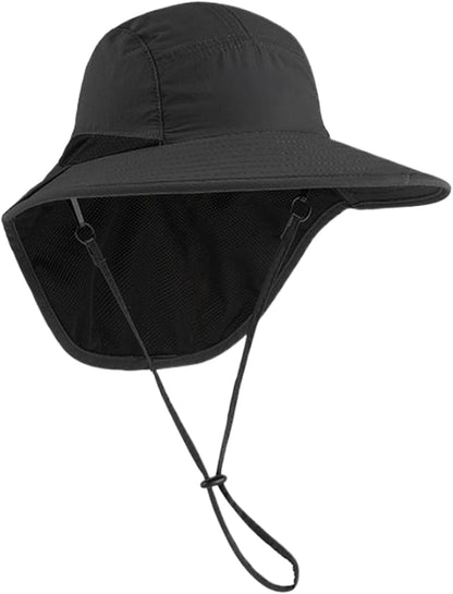 Sun Protection Hat, Adjustable UV Bucket Cap with Neck Flap, Breathable Cooling Hiking Hat for Men Women, Outdoor Gear for Fishing, Camping, Running, Travel, Garden Work