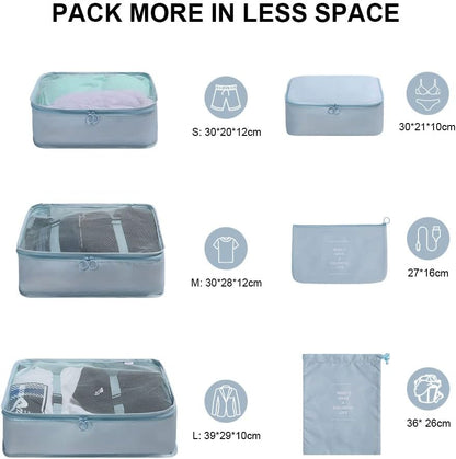 OSDUE Luggage Organizer, 6 Pieces Travel Cube System, Separators Travel Pouches, Travel Organizers, Clothing Underwear Footwear Organizers Sacks Storage Suitcase Set