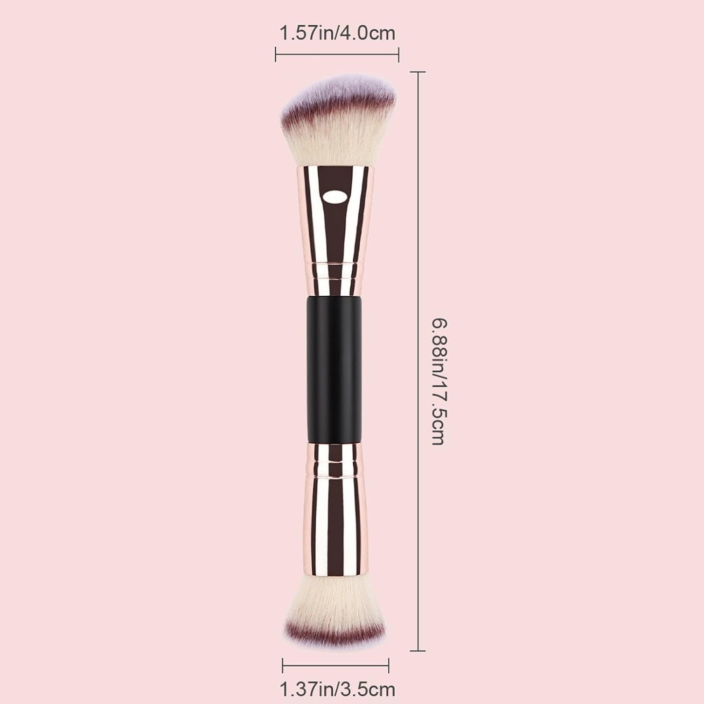 Double Ended Makeup Brush - Foundation & Powder Ends | Blending & Contour Brush | Soft and Precise, Concealer, Natural Make-up, Essential Accessory for Adults