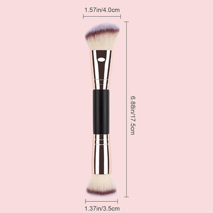Double Ended Makeup Brush - Foundation & Powder Ends | Blending & Contour Brush | Soft and Precise, Concealer, Natural Make-up, Essential Accessory for Adults