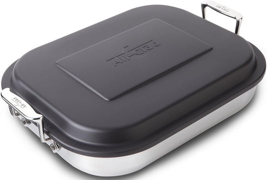 All-Clad 59946 Stainless Steel Lasagna Pan with Lid Specialty Cookware, 14.5 by 11.75 by 2.5-Inch, Silver