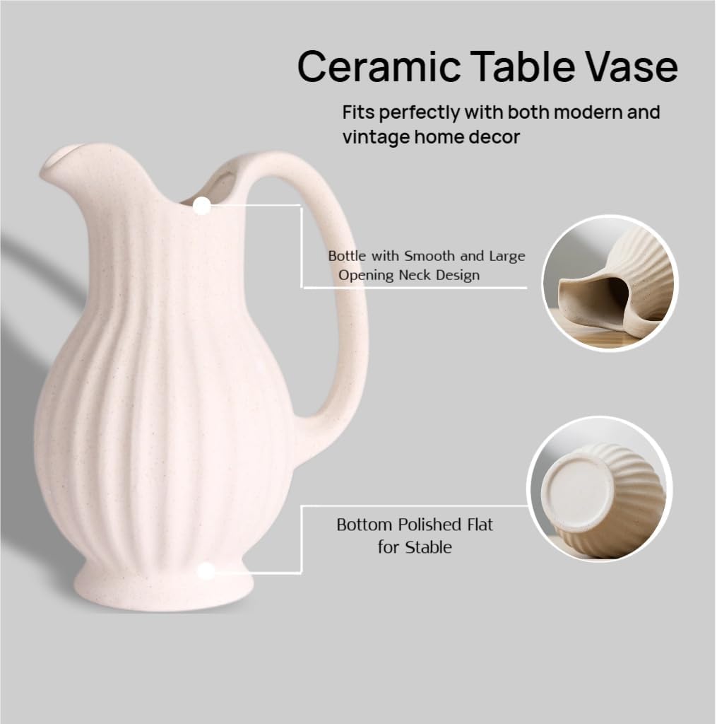 BRMM MIA Ceramic Vase, Nordic Modern Boho ins Style Decorative Ceramic Aesthetic Flower Vase for Home Decor (Cup Shape)
