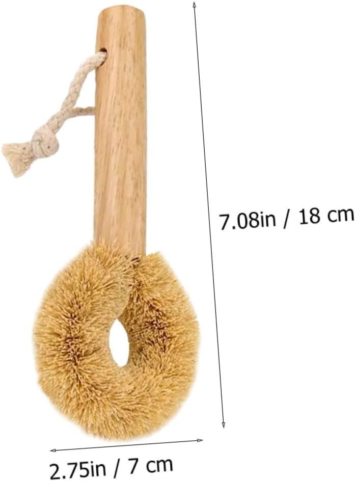 MAGICLULU Kitchen Cleaning Brush Coconut Brown Pot Brush Soft Bristles Bowl Cleaning Tool Wooden Handle