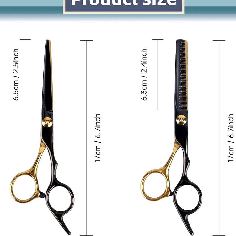 Hairdressing Scissors, Hair Thinning Scissors, Hair Scissors, 14 Professional Stainless Steel Hair, with Barber Cape, Comb and Clip for Men, Women, Children