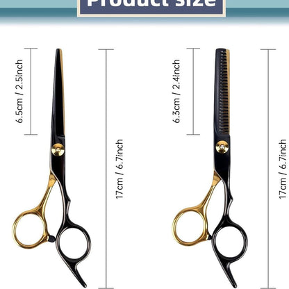 Hairdressing Scissors, Hair Thinning Scissors, Hair Scissors, 14 Professional Stainless Steel Hair, with Barber Cape, Comb and Clip for Men, Women, Children