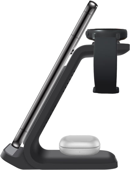 3 in 1 Wireless Charger Stand Charging Station for Samsung Devices 15W Fast Charge for Galaxy S24/S23/S22/S21/S20/S10,Note 20/10, Galaxy Buds Pro/Live, Galaxy Watch6/5 Pro/5/4/3/Active 2