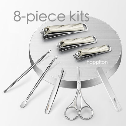 8-Piece Manicure & Pedicure Set - Stainless Steel Nail Clippers, Toenail & Fingernail Cutters with Travel Case, Complete Grooming Kit (Green)