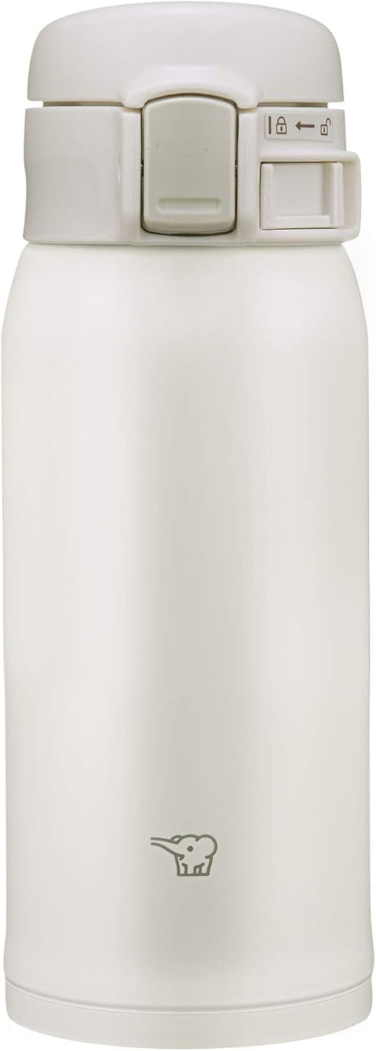 ZOJIRUSHI SM-SR One-Touch Open Stainless Steel Vacuum Insulated Bottle, 360 ml, WA: White 12-Ounce