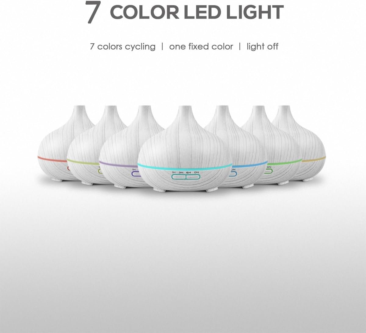 550ml Essential Oil Diffuser, Aromatherapy Ultrasonic Diffusers Fragrant Humidifier Vaporizer with Remote Control, Night Lights, Timer Auto Off, White Wood Grain