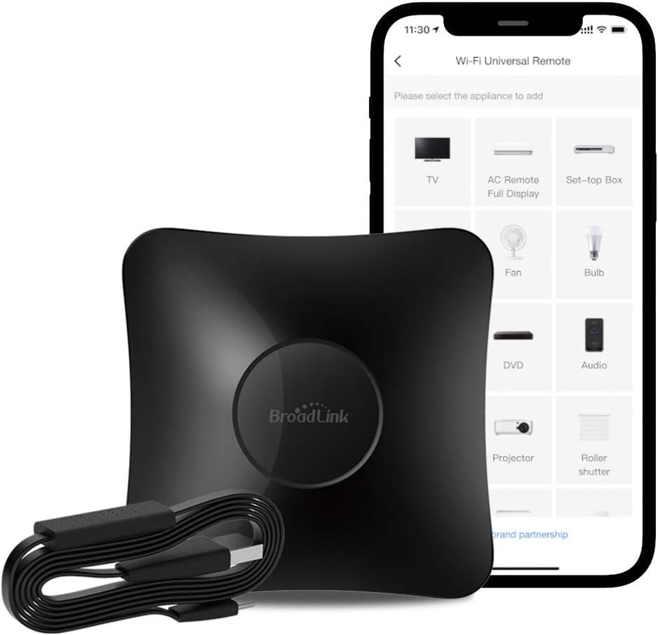 BroadLink RM4 pro S Smart Remote and Sensor Cable Set, Universal IR RF Remote Control Hub with Temperature Humidity Monitor USB Cable, Works with Alexa, Google Home, IFTTT …