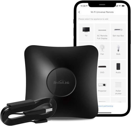BroadLink RM4 pro S Smart Remote and Sensor Cable Set, Universal IR RF Remote Control Hub with Temperature Humidity Monitor USB Cable, Works with Alexa, Google Home, IFTTT …