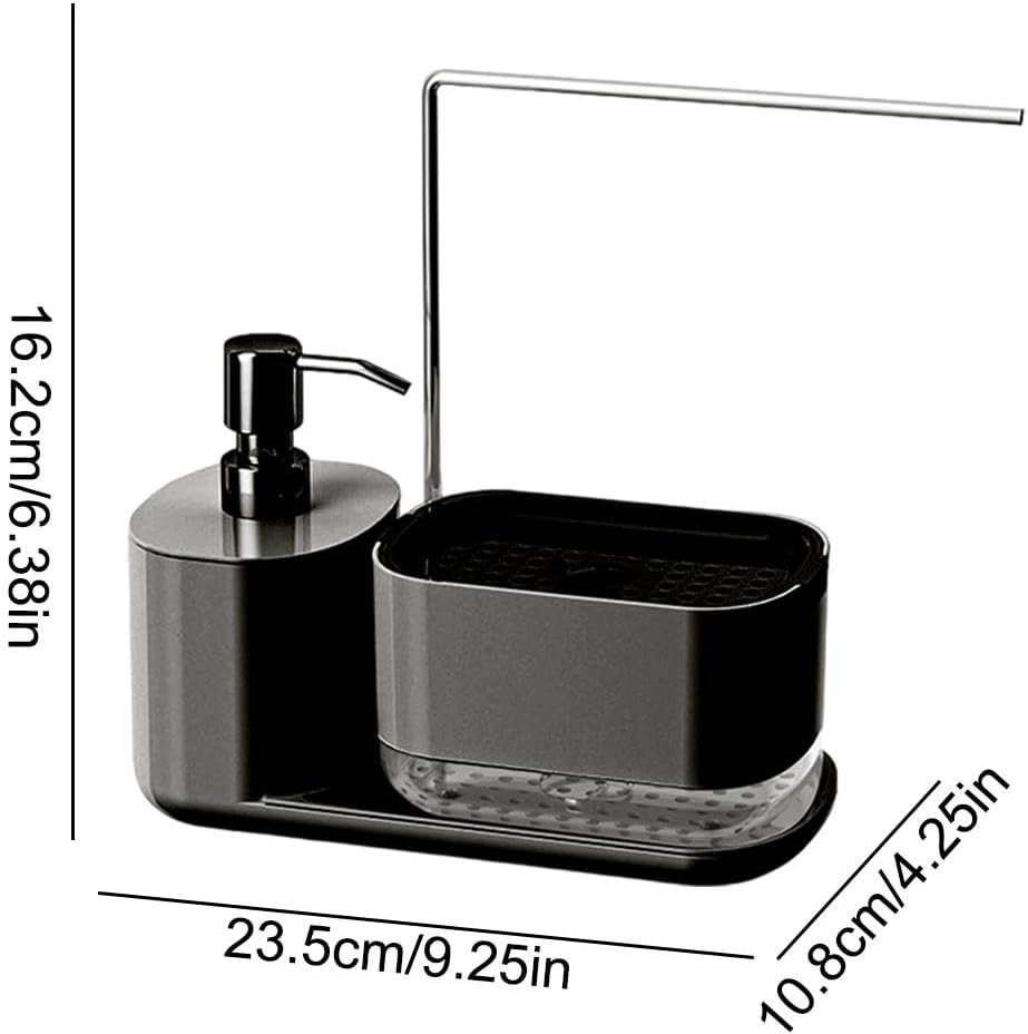 Générique Kitchen Caddy Organizer, Bathroom Soap Dish and Shower Gel Dispenser Bottle, Multi-Functional Sink Caddy Organizer for Dishcloth, Sponge, and Cleaning Essentials, (White, Black)