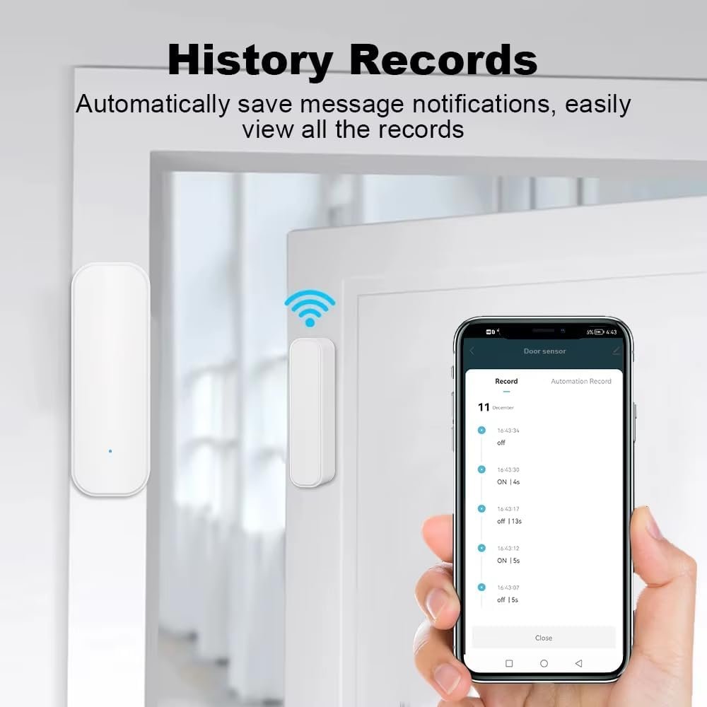 [2 Pack] Tuya Zigbee Door/Window Sensor â€“ Real-Time Alerts, Smart Home Automation, Works with Tuya Smart Life App, Battery Powered, Requires Zigbee Hub, White