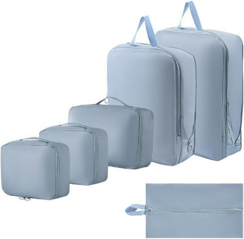 Bldrwer Suitcase Organizer, 6 Pieces Travel Organizer, Waterproof Packing Cubes for Backpack Suitcase, Compression Travel Bags, Compression Bags, Blue