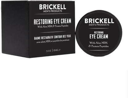 Brickell Men's Restoring Under Eye Cream for Men, Natural and Organic Anti Aging Eye Balm For Puffiness, Wrinkles, Dark Circles, Crows Feet and Under Eye Bags, 0.5 Ounce, Unscented